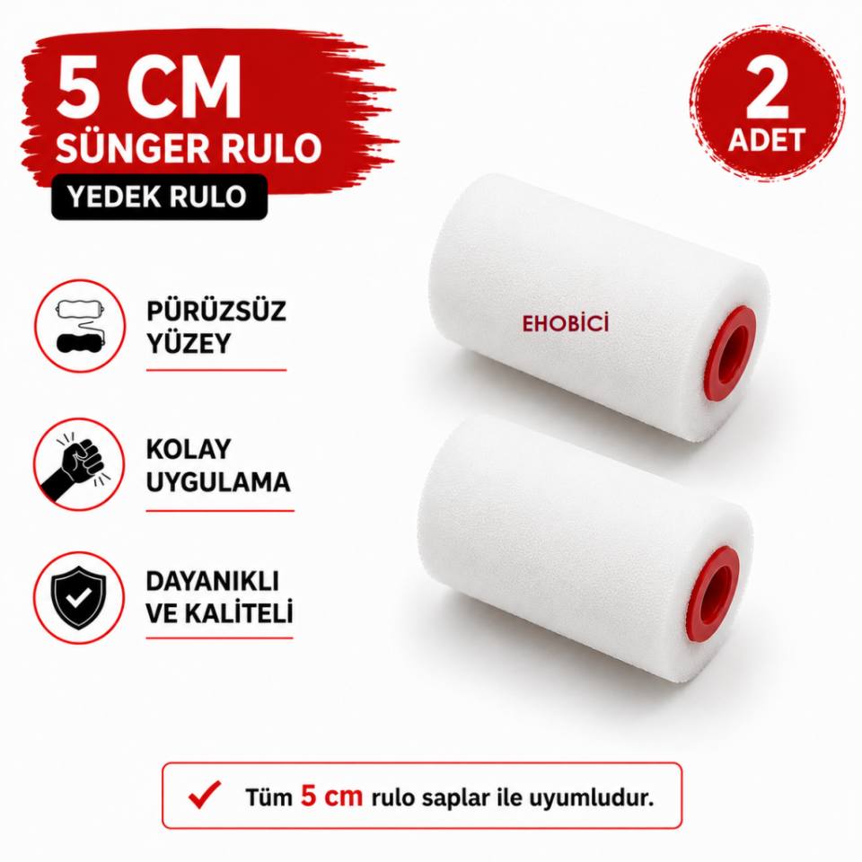 Sünger Rulo 5CM Yedek Sünger 2 li Takım