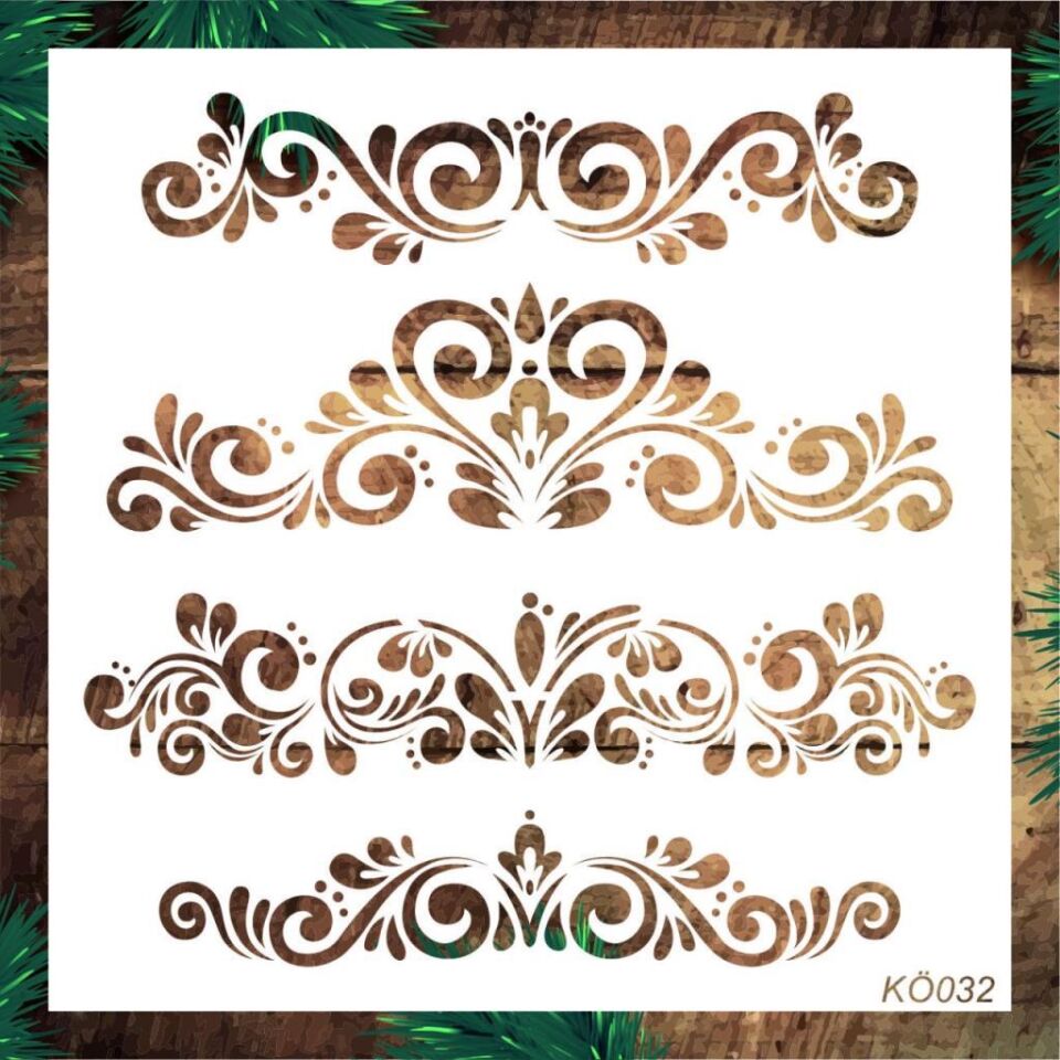 Köşe Desenler Stencil Şablon (25x25) KÖ-032