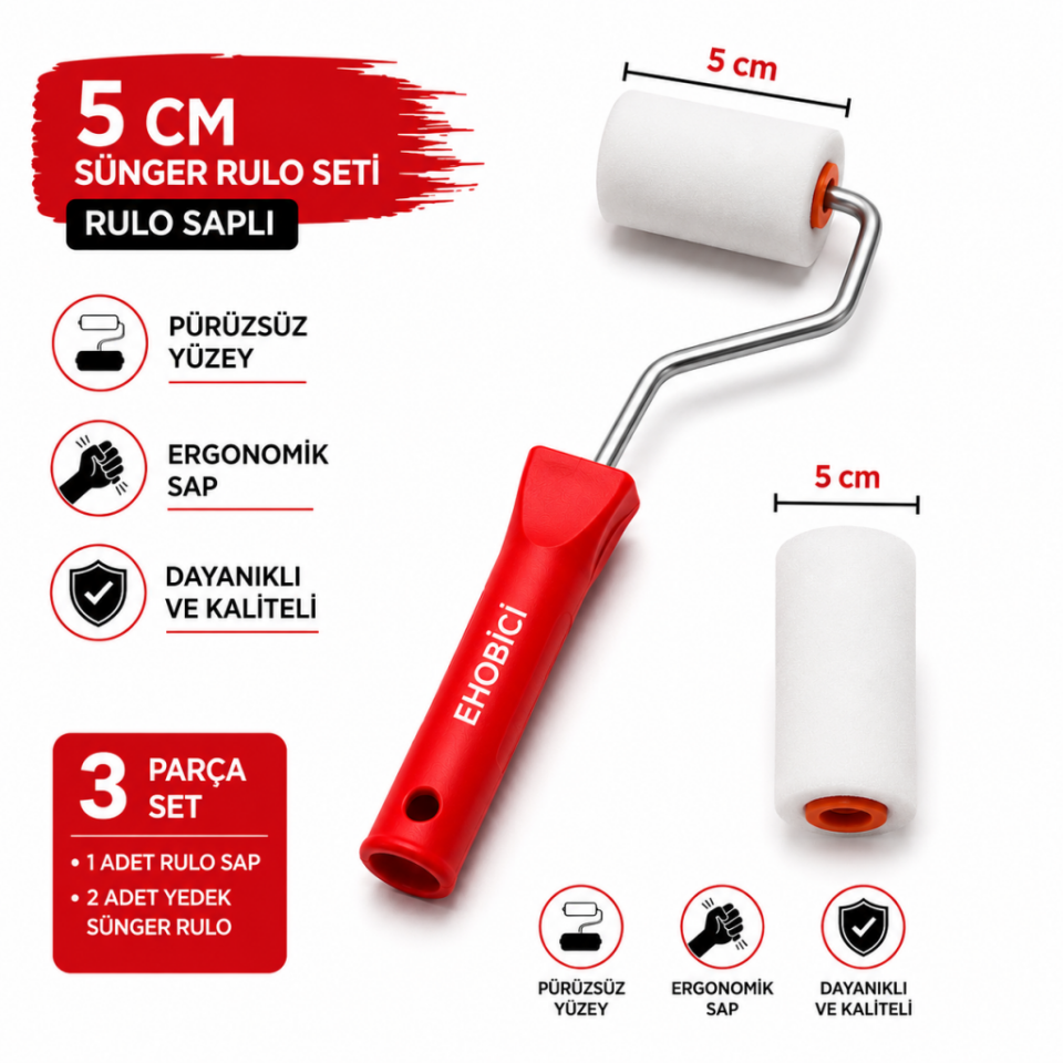Sünger Rulo Fırça 5CM +1 Yedek Sünger