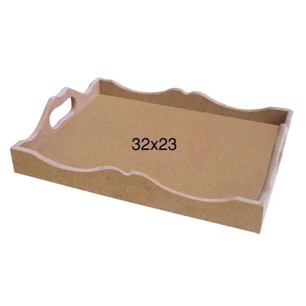 Ahşap Kulplu Tepsi 32x23cm T714