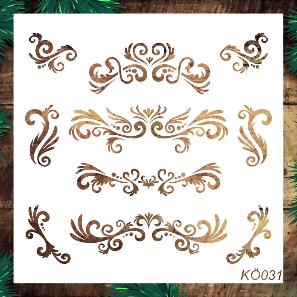 Köşe Desenler Stencil Şablon (25x25) KÖ-031