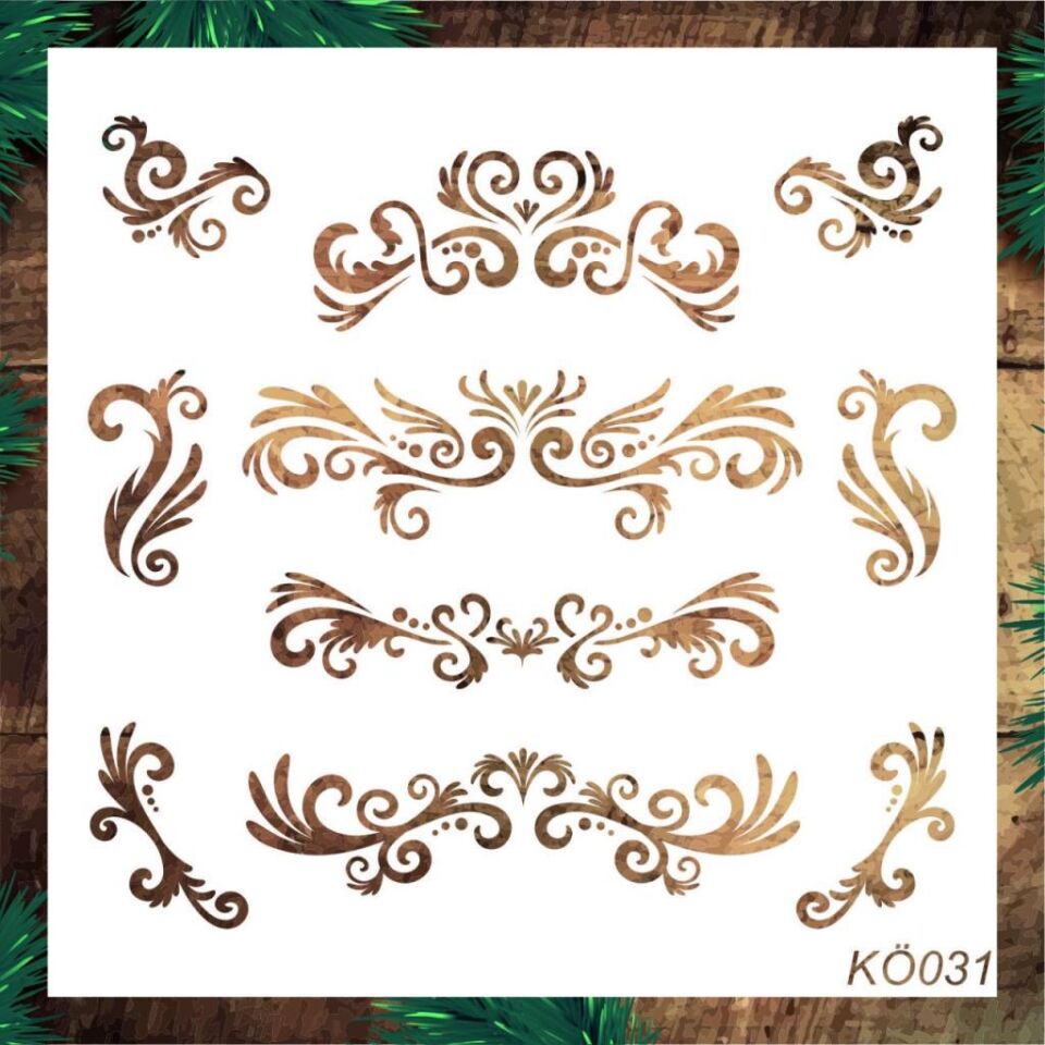Köşe Desenler Stencil Şablon (25x25) KÖ-031