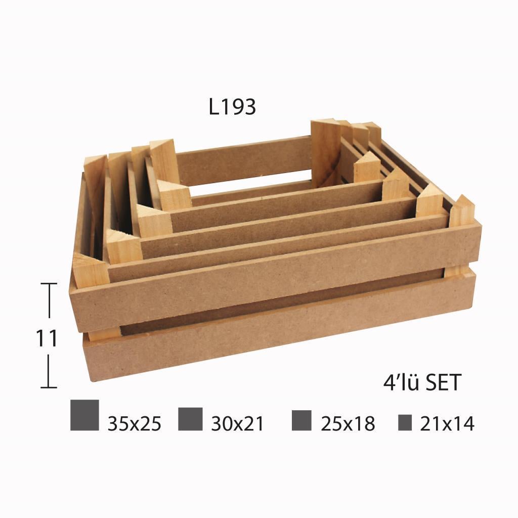 Ahşap Kasa 4 lü set L-193