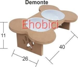 Ahşap Köpek Mama Kabı 2 li Mdf KM-02 - Demonte