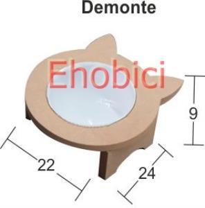 Ahşap Kedi Mama Kabı Tekli Mdf KM-06 Demonte