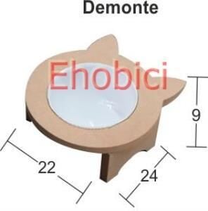 Ahşap Kedi Mama Kabı Tekli Mdf KM-06 Demonte