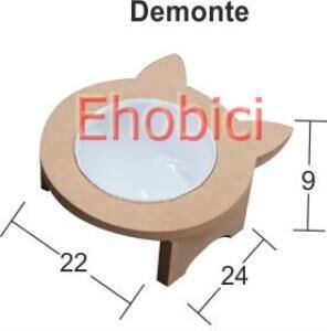 Ahşap Kedi Mama Kabı Tekli Mdf KM-06 Demonte
