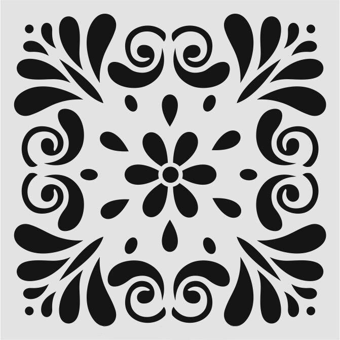 Kare ve Fayans Desenler Stencil Şablon (20x20) KA-060